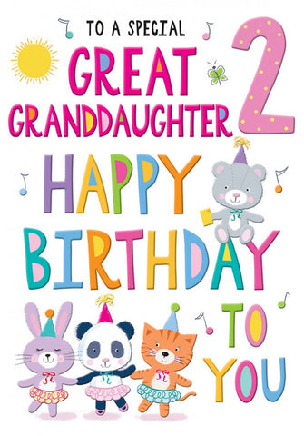 Great-Granddaughter 2nd birthday card - cute bears