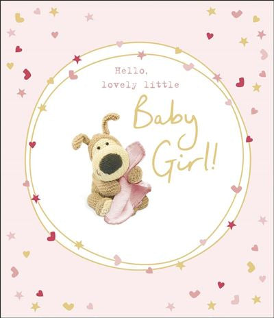 Boofle baby girl birth congratulations card