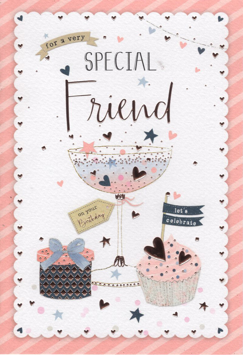 Friend birthday card - gin and cupcakes