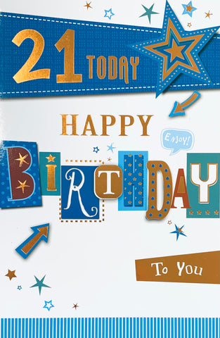 21st birthday card- blue stars