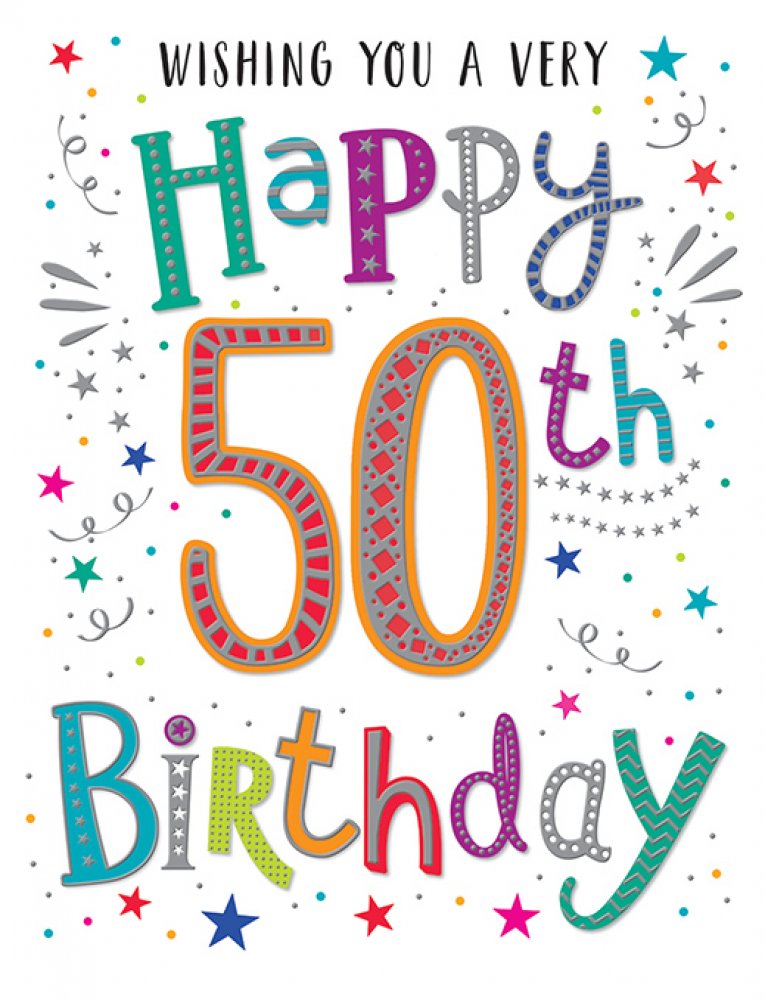 50th birthday card- sparkling text
