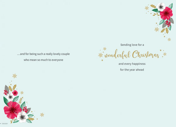 Daughter and Partner Christmas card - Xmas flowers