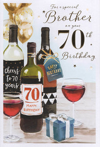 Brother 70th birthday card - wine