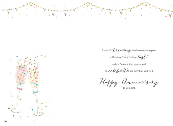 Sister and Brother-in-law anniversary card - champagne glasses