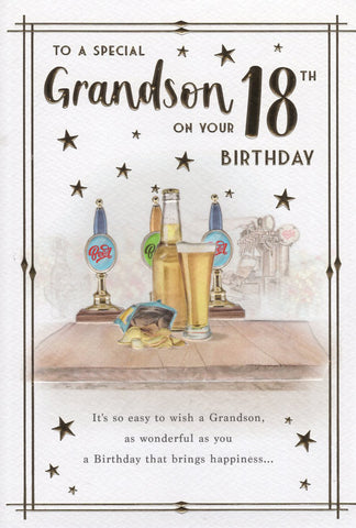 Grandson 18th birthday card - birthday beers