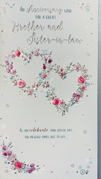 Brother and Sister-in-law anniversary card- traditional flowers