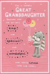 Great-Granddaughter birthday card - cute Hun Bun