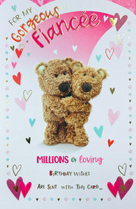 Fiancée birthday card - cute Barley bear