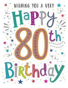 80th birthday card- modern text