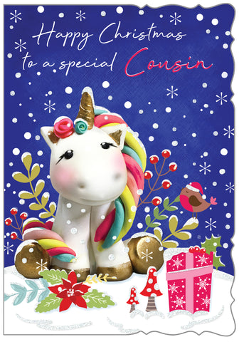 Cousin Christmas card - unicorn
