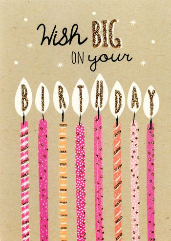 Birthday card for her - glitter candles