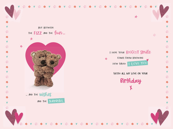 Partner birthday card- cute bears hugging