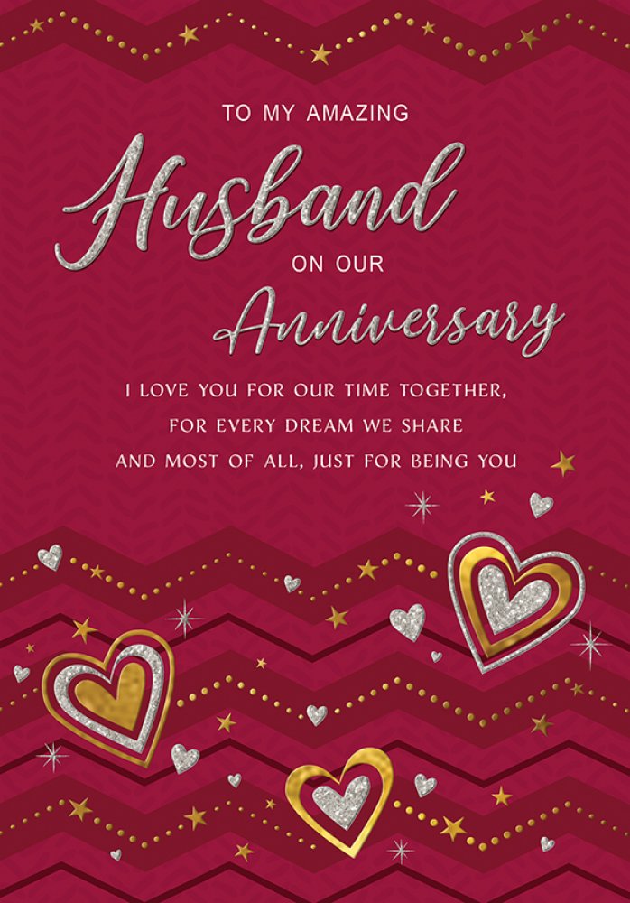 Husband anniversary card - modern hearts