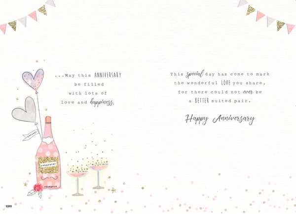Granddaughter and Husband anniversary card - champagne