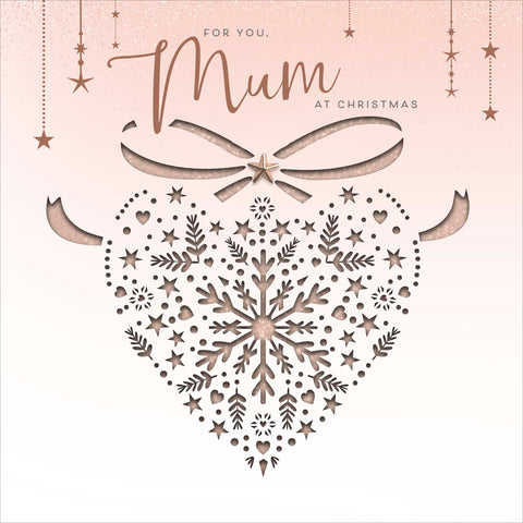 Luxury Mum Christmas card - hearts and stars