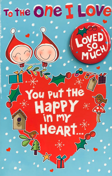 One I Love Christmas card - cute with badge