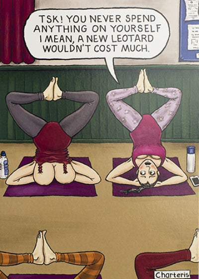 Funny birthday card- yoga boobs