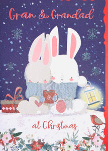 Gran and Grandad Christmas card - cute rabbits