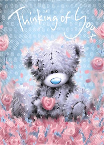 Me to you thinking of you card bear sat in flowers