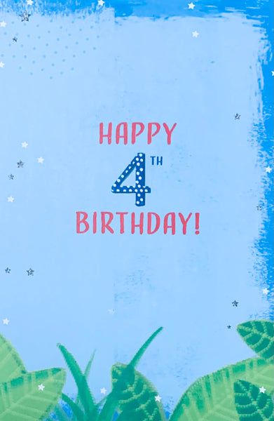 Age 4 birthday card - dinosaur