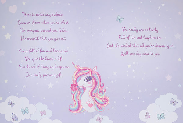 Goddaughter birthday card - cute unicorn