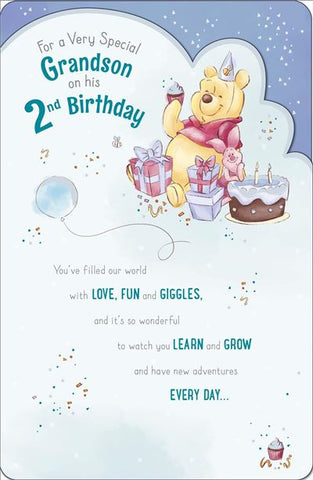Grandson 2nd birthday card- Winnie the Pooh