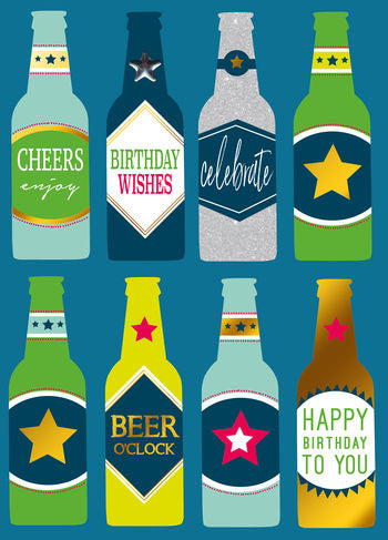 Birthday card for him beer bottles