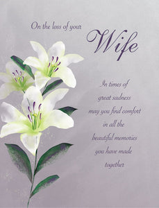 Loss of your Wife sympathy card - caring thoughts