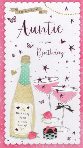 Auntie birthday card - birthday fizz