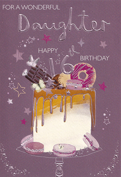 Daughter 16th birthday card - cake