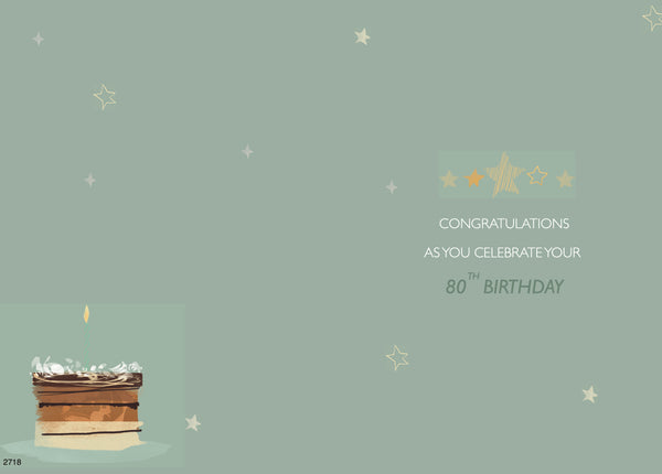 Age 80 birthday card - birthday cake