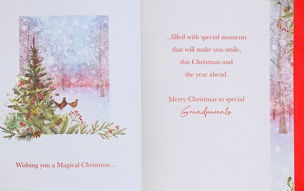 Grandparents Christmas card - traditional winter scene