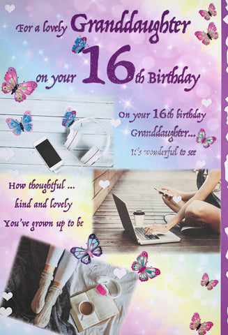Granddaughter 16th birthday card- sentimental verse
