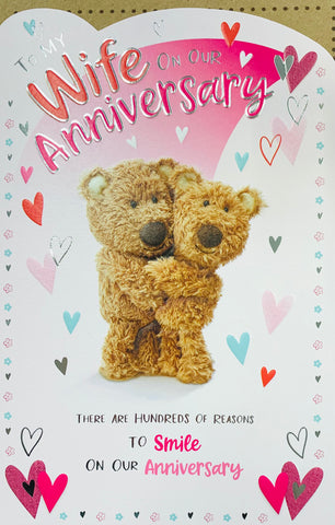 Wife anniversary card - cute Barley bear