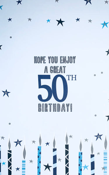 50th birthday card for him - modern candles