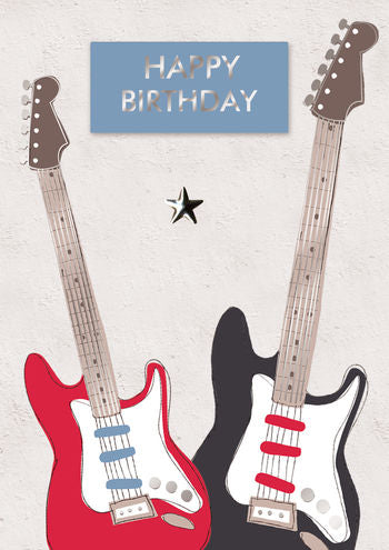 Birthday card for him - guitars
