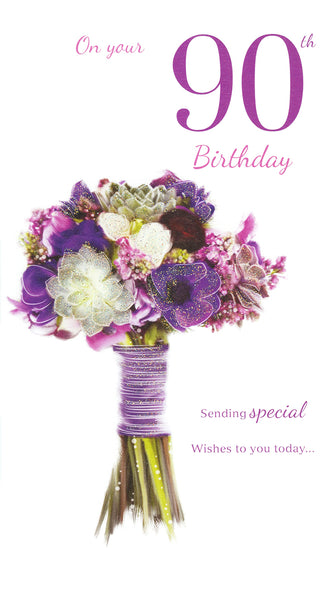 90th birthday card- bouquet of flowers