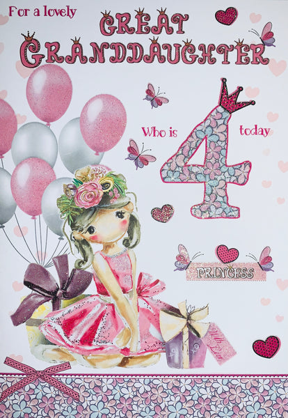Great-Granddaughter 4th birthday card - cute fairy