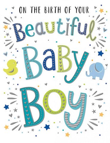 Baby boy birth congratulations card - Dazzles