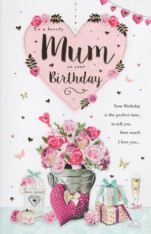 Mum birthday card- flowers and hearts