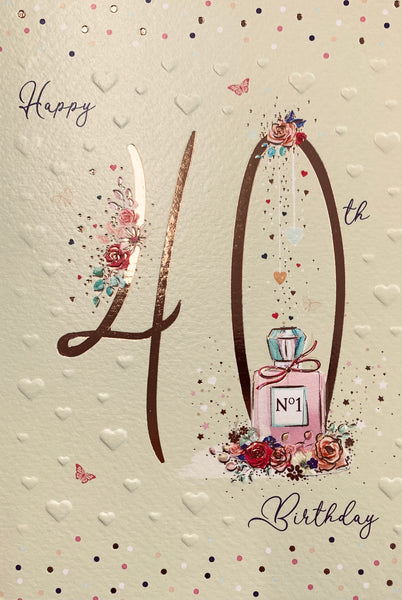 40th birthday card - flowers and perfume