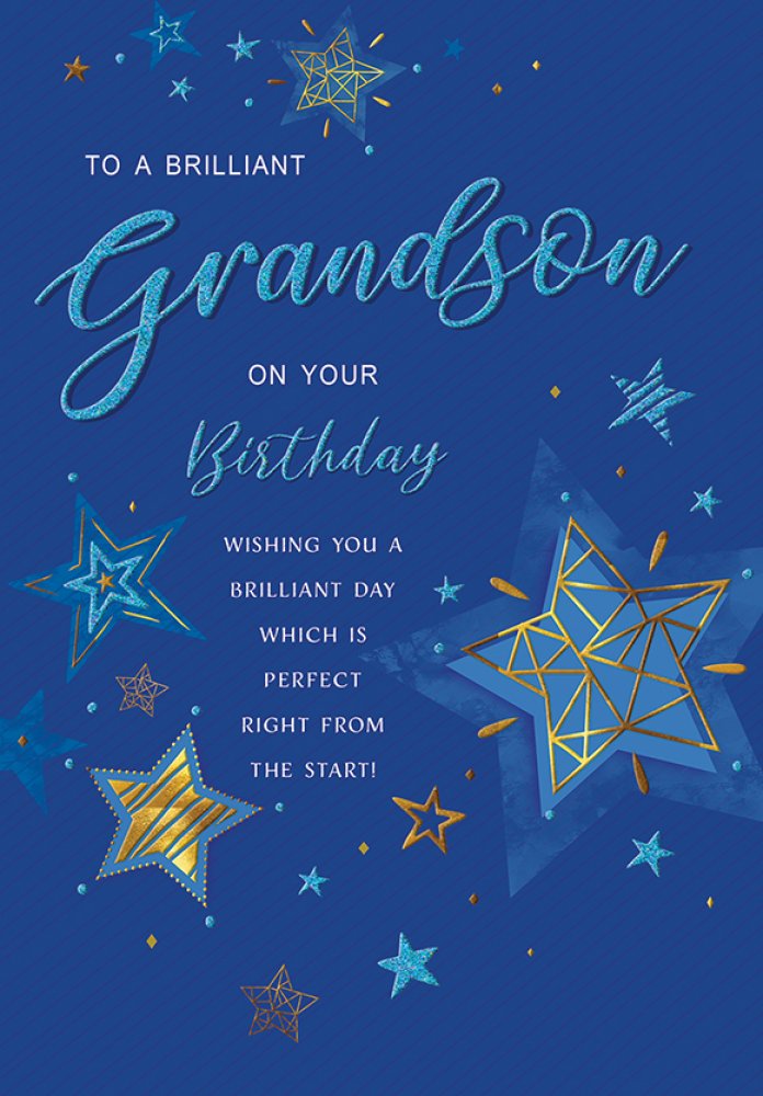 Grandson birthday card- modern stars