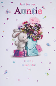Auntie birthday card - cute rabbit