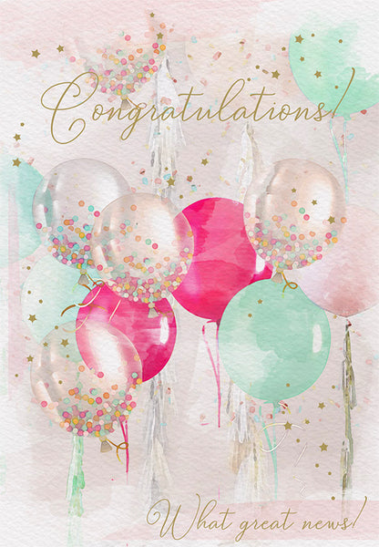 Congratulations card  confetti balloons