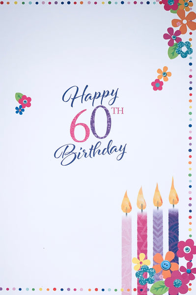 60th birthday card - rainbow candles