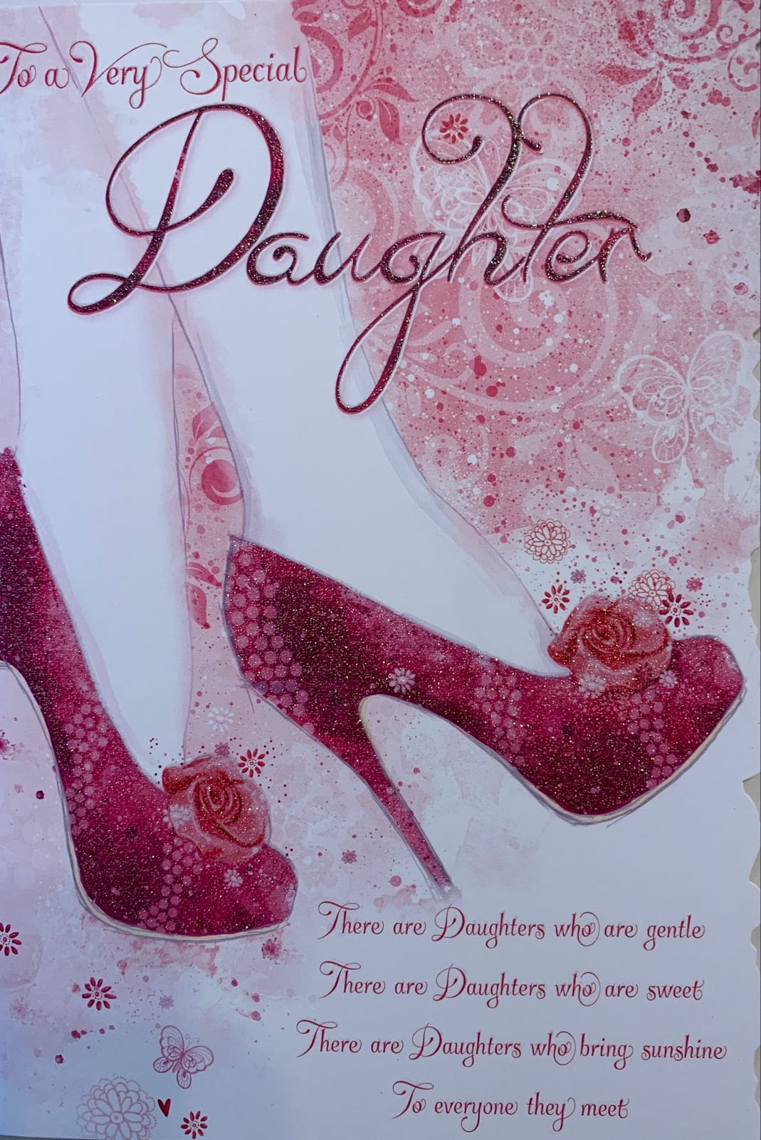 Daughter birthday card - shoes and sentimental verse fr