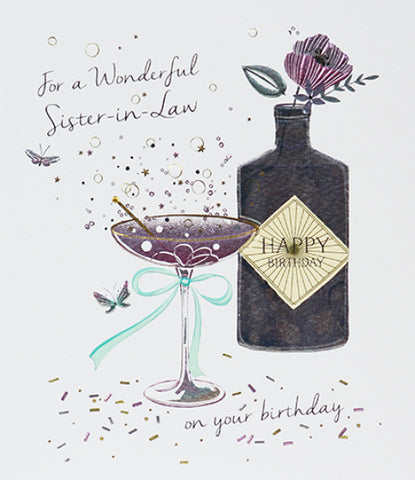 Sister in law birthday card- birthday gin