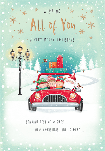 To All of you Christmas card- cute Santa and friends