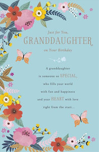 Granddaughter birthday card- sentimental verse