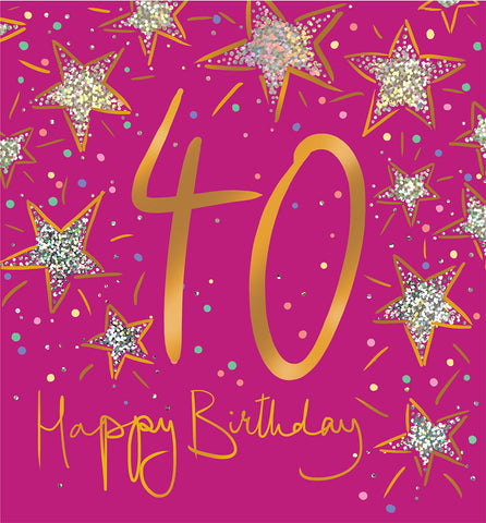40th birthday card- pink sparklicious